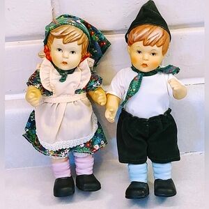 Vintage Hansel & Gretel Dolls Bachman's Co Porcelain Bisque 8 in Fully Jointed